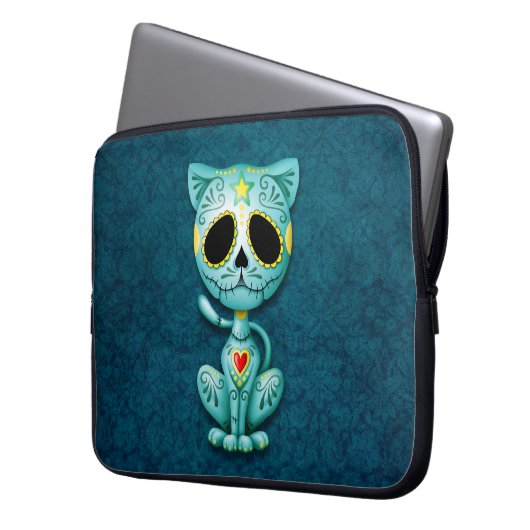 Zombie-Zuckerkätzchen, blau Laptopschutzhülle (Vorderseite Links)