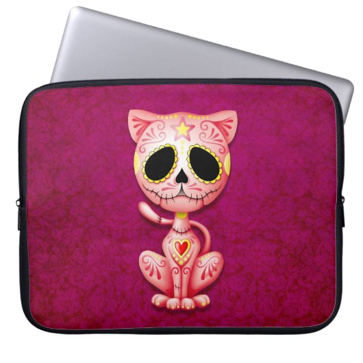 Zombie-Zuckerkätzchen, rosa Laptopschutzhülle (Vorderseite)