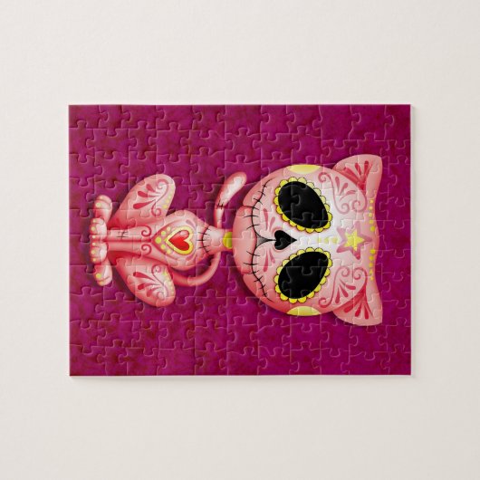 Zombie-Zuckerkätzchen, rosa Puzzle (Horizontal)