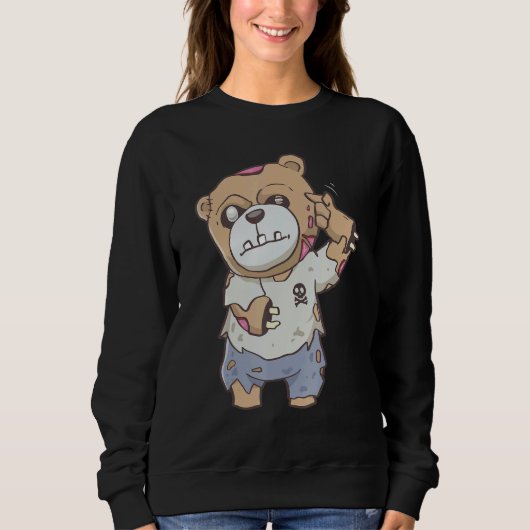 Zombiecore Aesthetic Zombie Bear Pastel Goth Creep Sweatshirt (Vorderseite)