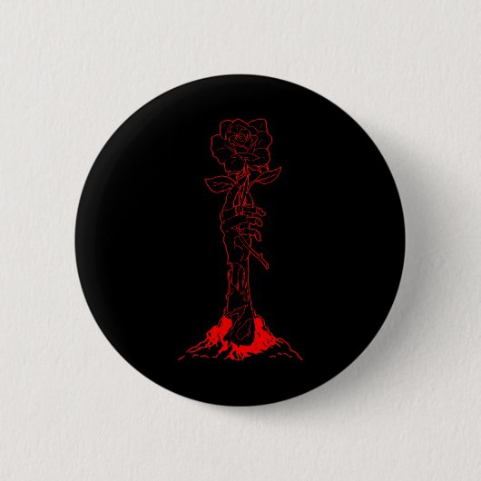 Zombiecore Ästhetik Zombie Hand Rote Rose Skelett Button (Vorderseite)