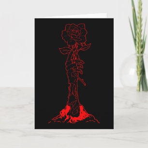 Zombiecore-Ästhetik Zombie Hand Rote Rose Skelett Karte