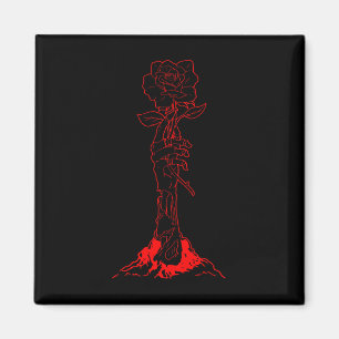 Zombiecore Ästhetik Zombie Hand Rote Rose Skelett Magnet
