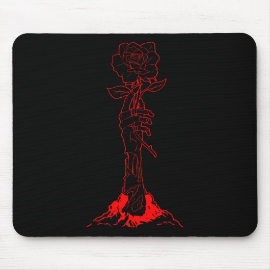 Zombiecore Ästhetik Zombie Hand Rote Rose Skelett Mousepad (Vorne)
