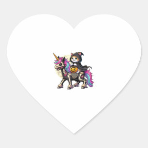 Zombiecorn Cat Halloween Grim Sensenmann Herz-Aufkleber