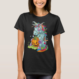 Zombiecorn Zombie Einhorn Halloween Kostüm Kürbis T-Shirt