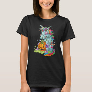 Zombiecorn Zombie Einhorn Halloween Kostüm Kürbis T-Shirt