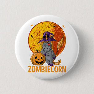 Zombiecorn Zombie Unicorn Halloween Girls Button