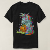 Zombiecorn Zombie Unicorn Halloween Kostüm Pumpki T-Shirt (Design vorne)