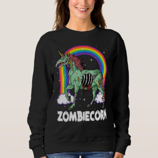 Zombiecorn Zombie Unicorn Halloween Women Girls Ra Sweatshirt