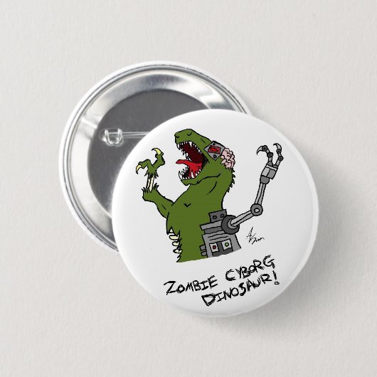 Zombiecyborg-Dinosaurier-Knopf Button (Vorne & Hinten)