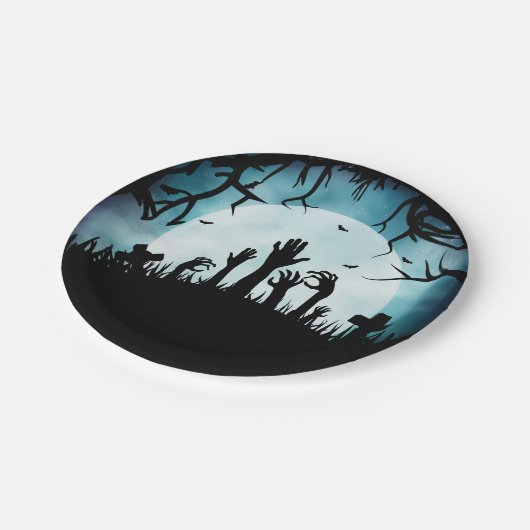 Zombiegraveyard-HalloweenpapierTeller Pappteller (Schrägansicht)