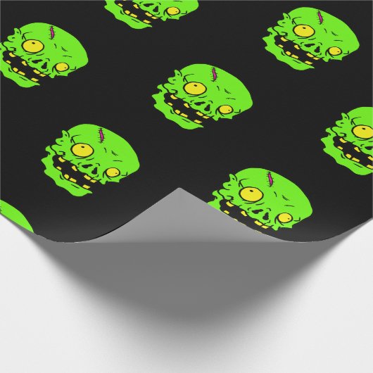 Zombiekopf Geschenkpapier (Ecke)