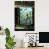 Zombien außerhalb eines Fensters Poster (Heimbüro)