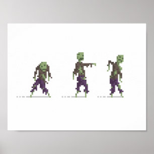 Zombies 8-Bit Pixel Art Poster