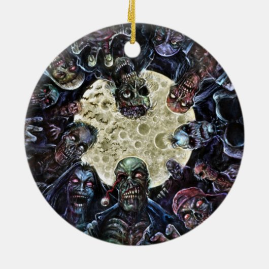 Zombies-Angriff (Zombie-Horde) Keramikornament (Hinten)