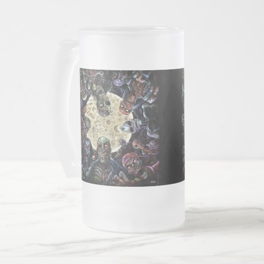 Zombies-Angriff (Zombie-Horde) Mattglas Bierglas (Vorderseite Links)