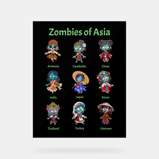 Zombies Asiens Acrylschild (Vorderseite)