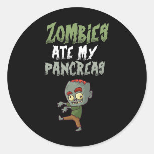 Zombies Ate My Pankreas T1d Typ 1 Diabetes Girl K Runder Aufkleber