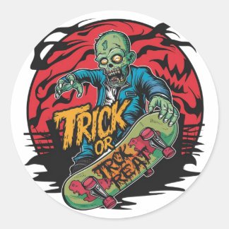 Zombies auf Skateboards zu Halloween (2) Runder Aufkleber