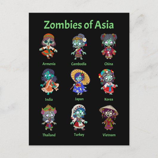 Zombies aus Asien Postkarte (Vorderseite)