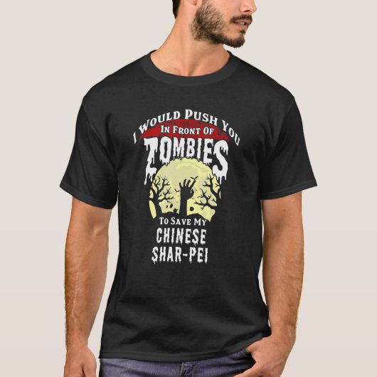 Zombies Chinese Shar Pei Spooky Halloween T-Shirt (Vorderseite)