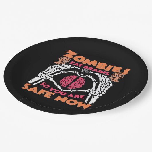 Zombies essen Brains Classic Pappteller (Schrägansicht)