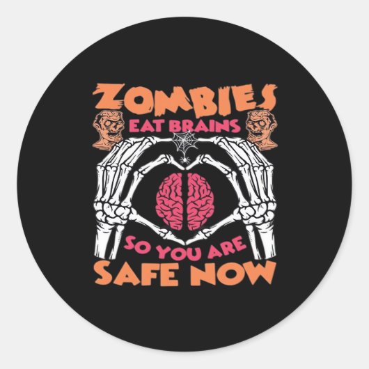 Zombies essen Brains Classic Runder Aufkleber (Vorderseite)