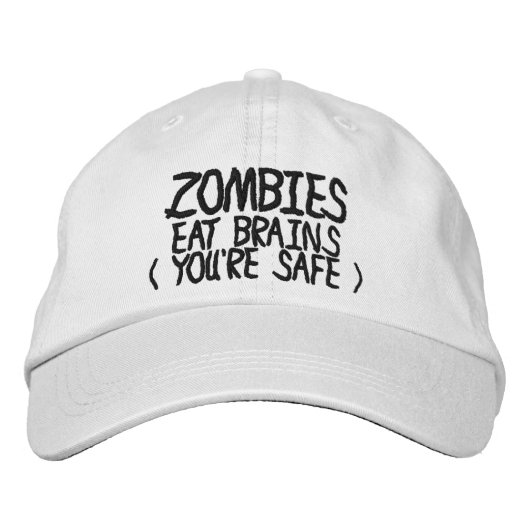 Zombies essen Brains Youre Safe Bestickte Kappe (Vorderseite)