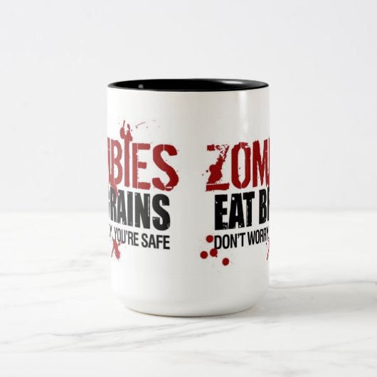 ZOMBIES ESSEN BRAINS ZWEIFARBIGE TASSE (Mittel)