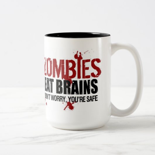 ZOMBIES ESSEN BRAINS ZWEIFARBIGE TASSE (Rechts)