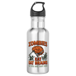 Zombies essen Gehirne Halloween Gehirn Gabel Messe Edelstahlflasche