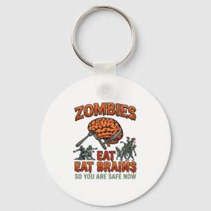 Zombies essen Gehirne Halloween Gehirn Gabel Messe Schlüsselanhänger