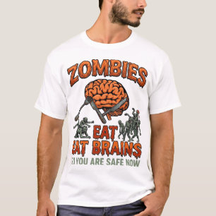 Zombies essen Gehirne Halloween Gehirn Gabel Messe T-Shirt