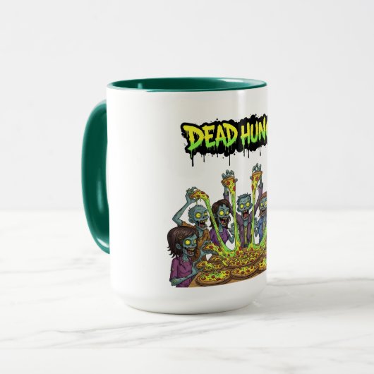 Zombies essen Pizza Tasse (Vorderseite Links)