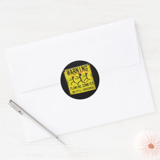 Zombies-Flaming Warnkleber Runder Aufkleber (Umschlag)
