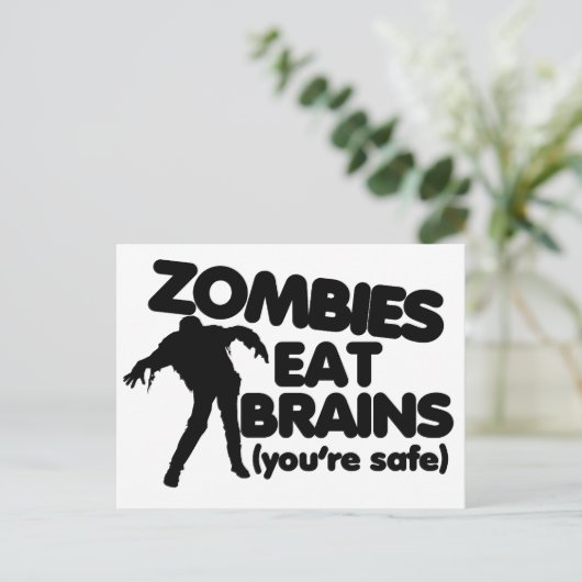 Zombies fressen BRAINS (Ihr seid sicher) Postkarte (Stehend Vorderseite)