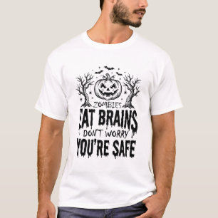 Zombies fressen Gehirne Lustiges Halloween-Vektord T-Shirt