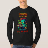 Zombies Gamers Unite Arcade Game Virtual Player Te T-Shirt (Vorderseite)