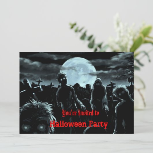 Zombies Halloween-Party Einladung (Stehend Vorderseite)