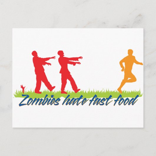 Zombies hassen Fast Food Postkarte (Vorderseite)