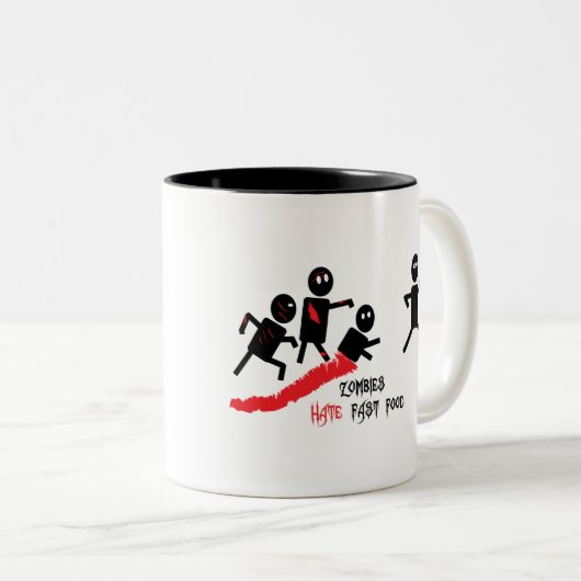Zombies hassen Schnellimbiß Zweifarbige Tasse (VorderseiteRechts)