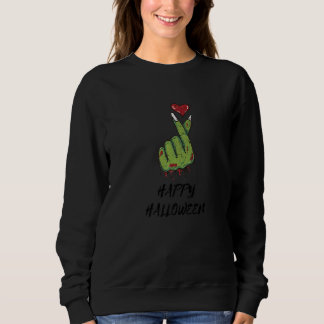 Zombies Heart Hand Sign Spookie Halloween Zombie M Sweatshirt