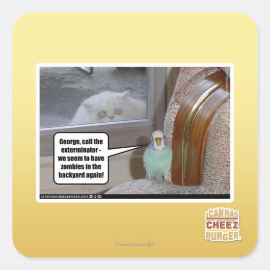 Zombies im Hinterhof Quadratischer Aufkleber (Vorderseite)