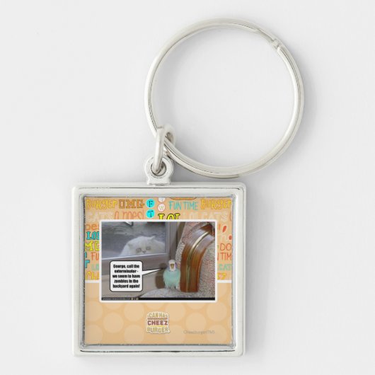 Zombies im Hinterhof Schlüsselanhänger (Vorne)