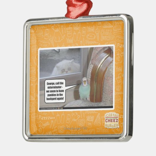 Zombies im Hinterhof Silbernes Ornament (Links)