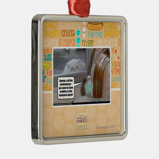 Zombies im Hinterhof Silbernes Ornament (Rechts)