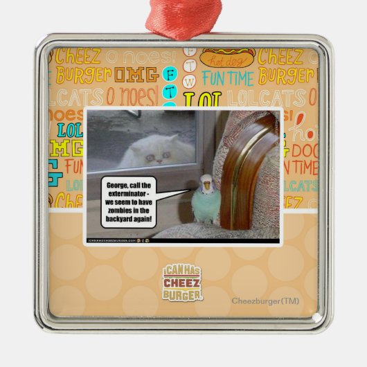 Zombies im Hinterhof Silbernes Ornament (Vorne)