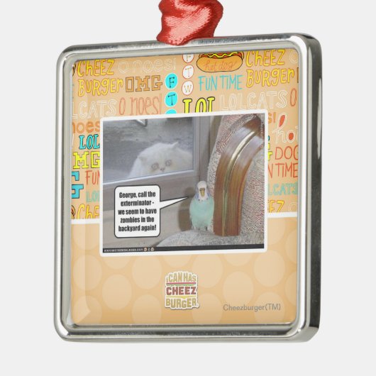 Zombies im Hinterhof Silbernes Ornament (Links)