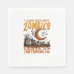 Zombies jagen uns Halloween-Friedhof zunehmender M Serviette